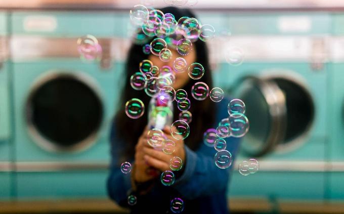 Girl blowing bubbles